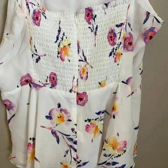 Parker Floral‎ Flowy Tank Top White Size Large - Picture 9 of 10